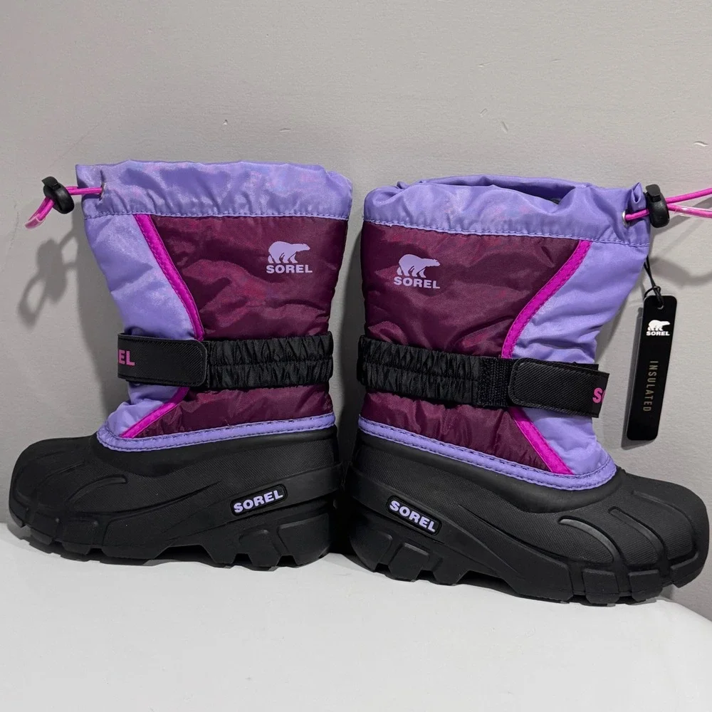 Sorel Flurry Snow Boots Kids Toddler Sz 10 Purple Berry Insulated Waterproof NEW
